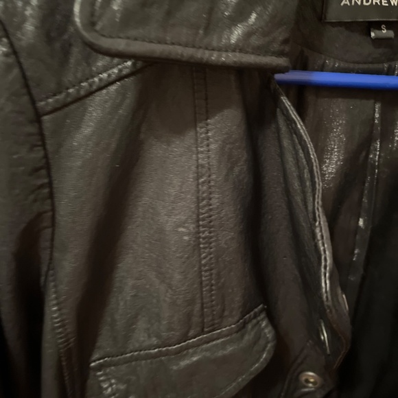 LAST DAY Andrew Marc Black Leather Snap Jacket Moto Style - Picture 9 of 10